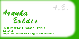aranka boldis business card